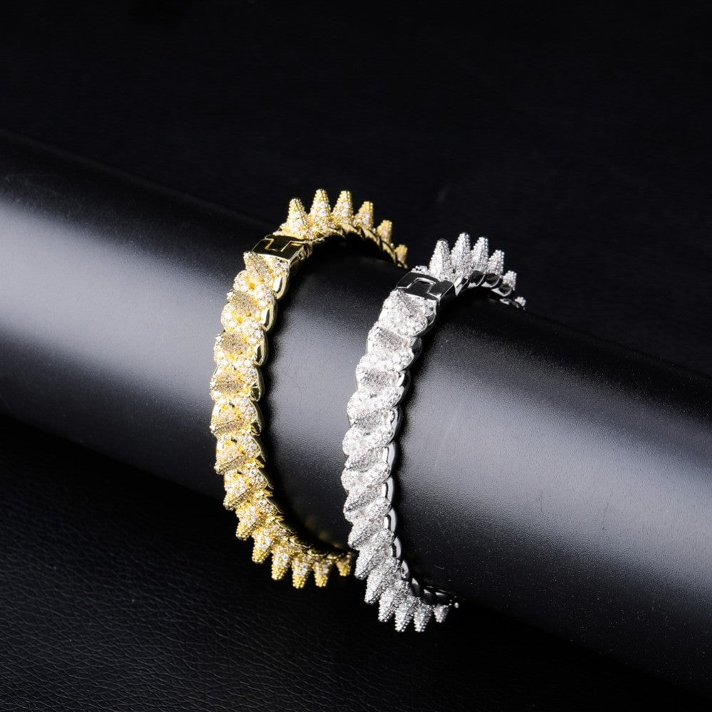 New Spikes Rivets Street Rock Luxury AAA Micro Pave Hip Hop Bracelets