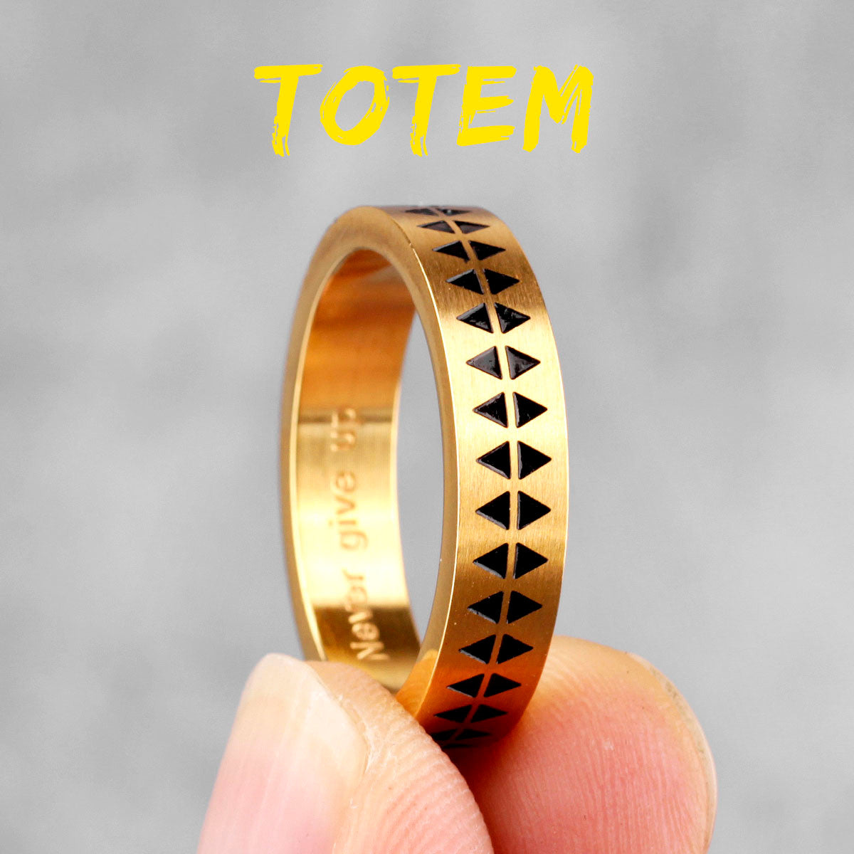Totem | 14k Gold Black over Solid Stainless Steel Vintage Couple Lovers Rings