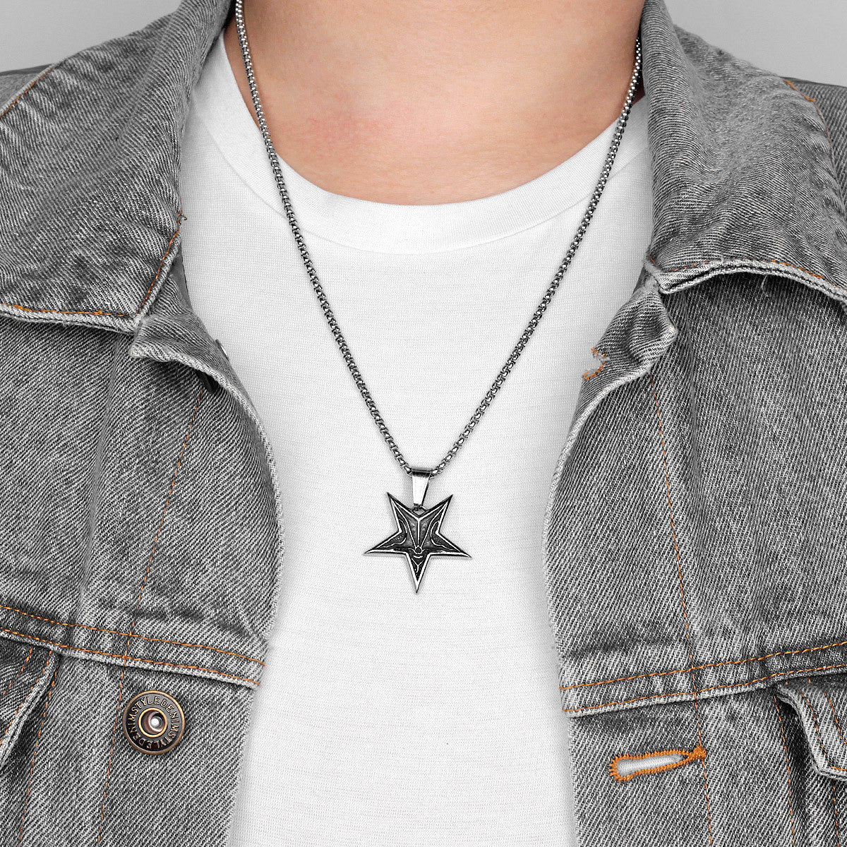 Pentagram |  316L No Fade Stainless Steel Depths Of Evil Pentagram Hip Hop Pendant