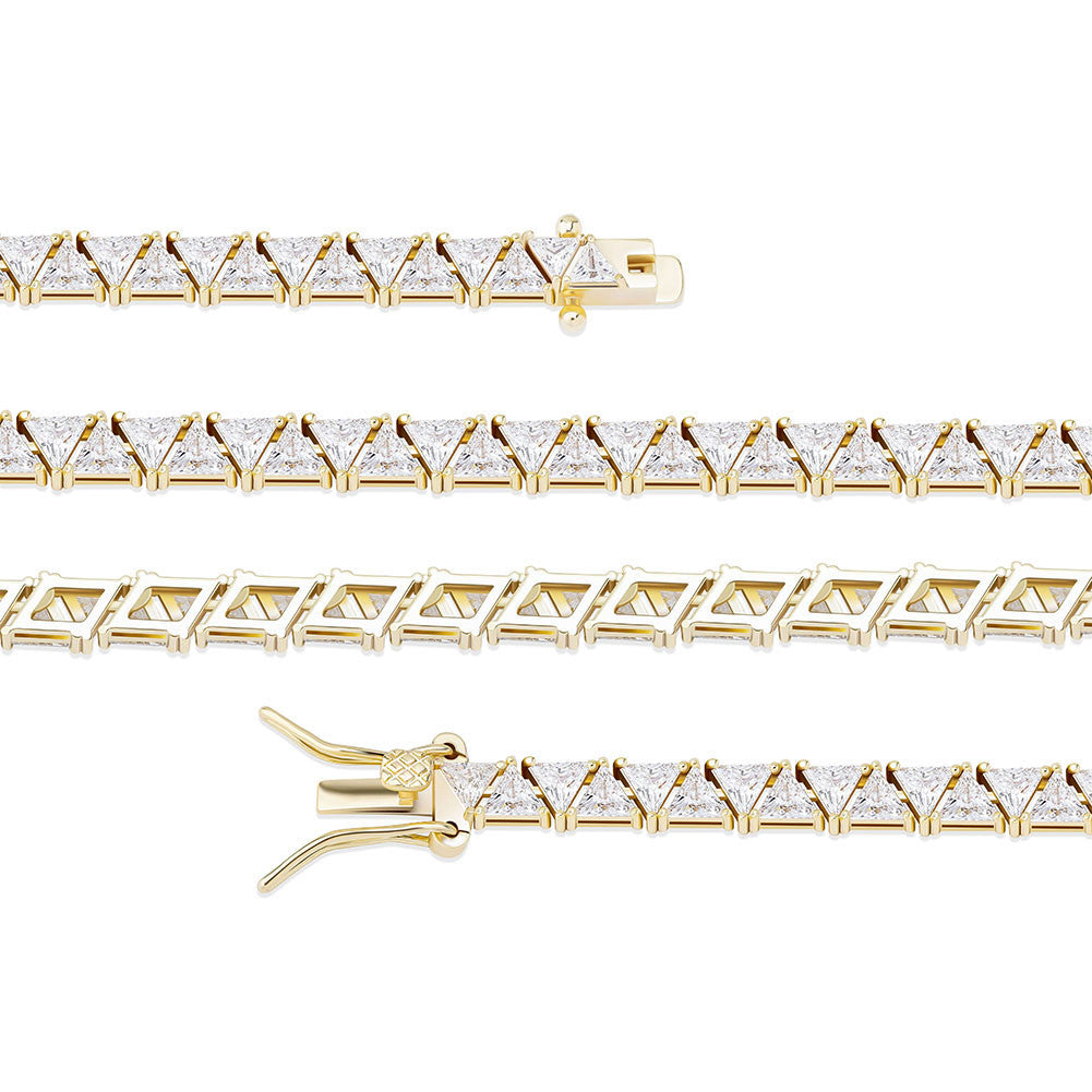 Trillion Cut | 5mm VVS Diamond CZ Iced Blinged Out Tennis Chain Bracelet