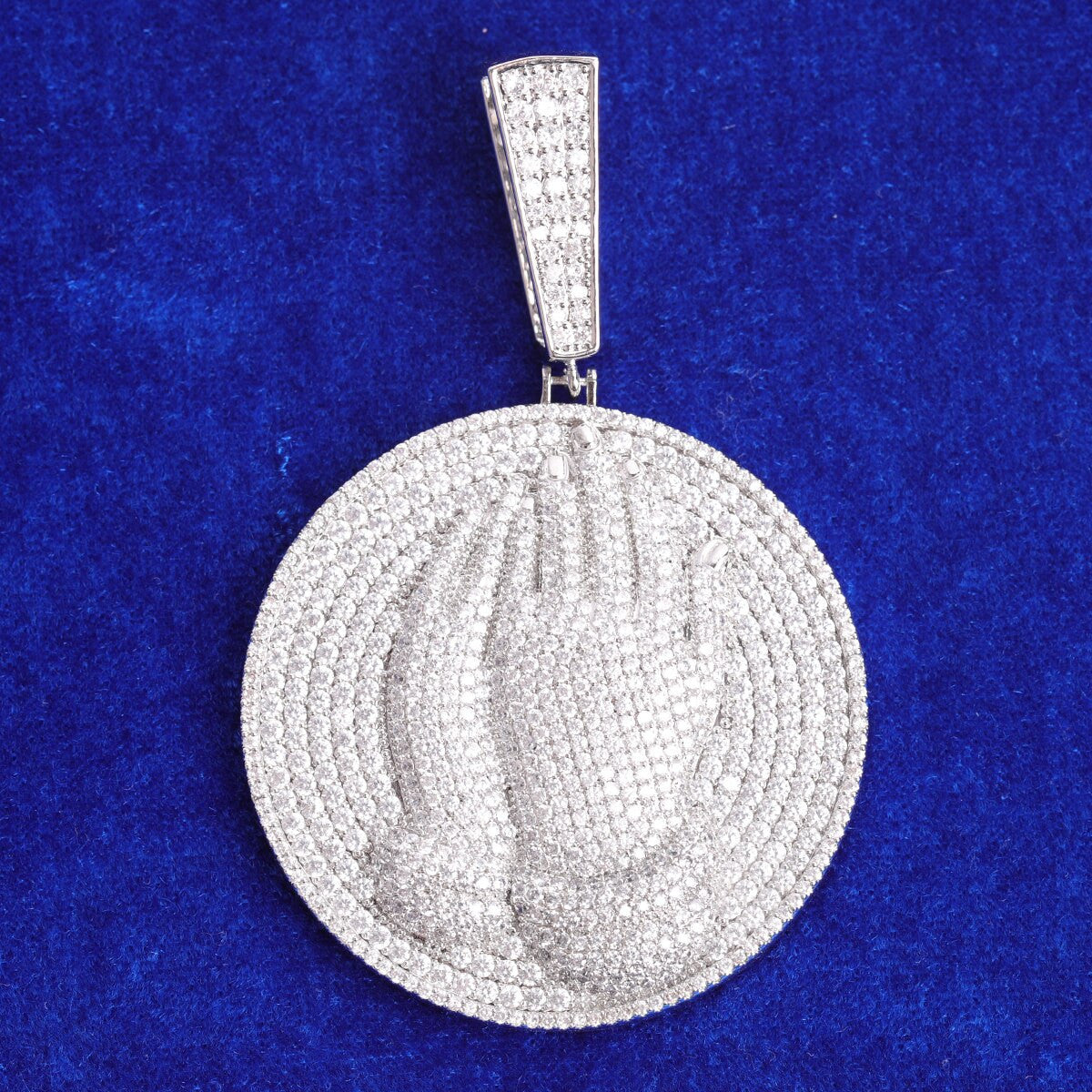 Golden Grace Medallion | Prayer Hands Hip Hop Iced Pendant