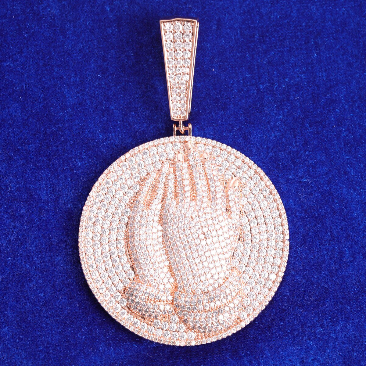 Golden Grace Medallion | Prayer Hands Hip Hop Iced Pendant