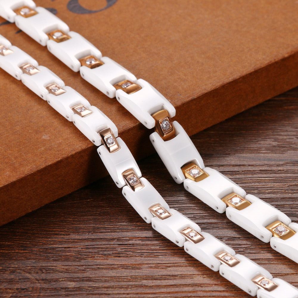Mens His and Hers Bioenergy Magnetic Germanium Ceramic No Fade Stainless Steel Bracelets