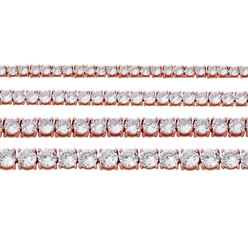 Mens Flooded Ice Spring Buckle 3MM-6MM Hip Hop 1 Row Tennis Bracelets