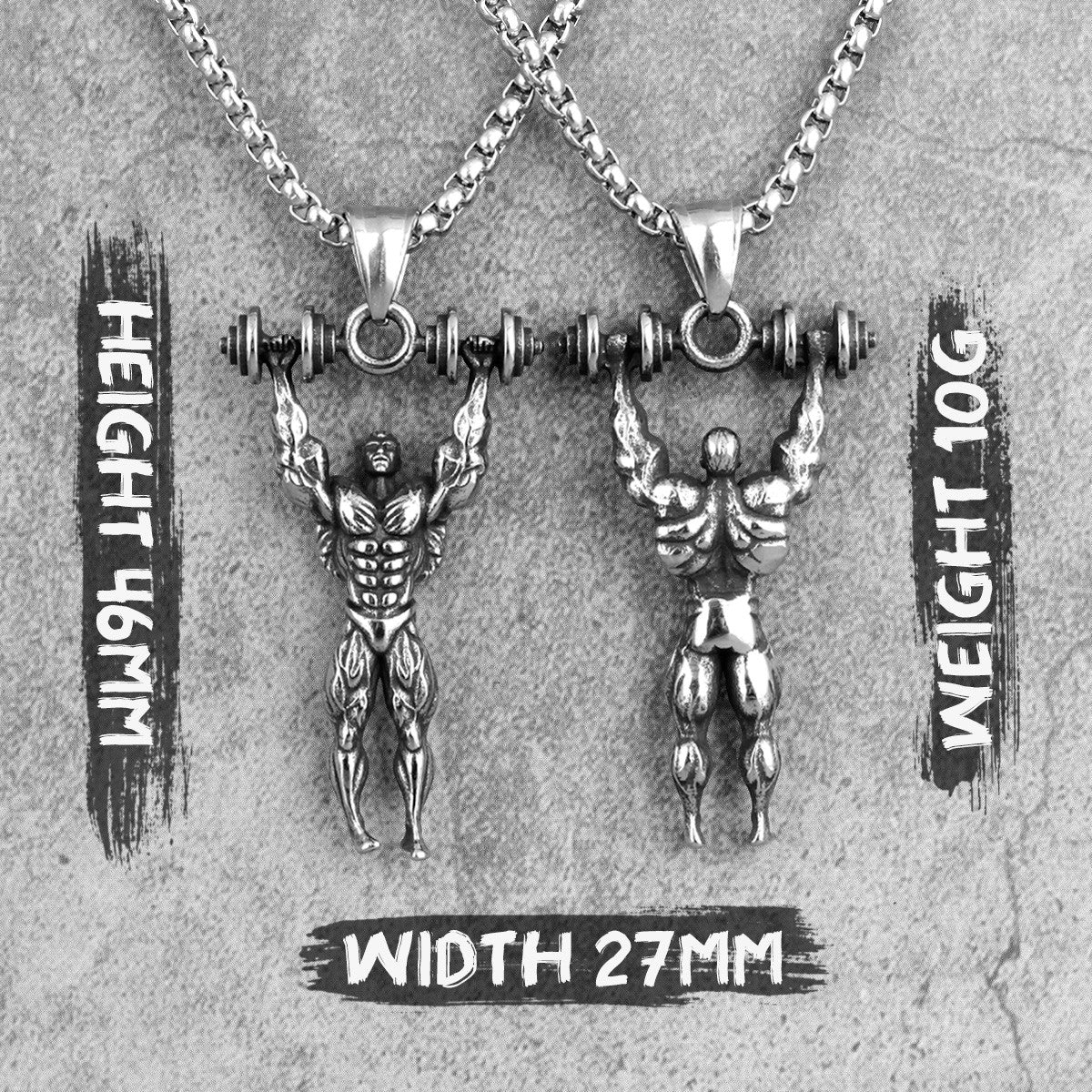 Mens No Fade Stainless Steel Fitness Dumbbell Pendant Chain Necklace