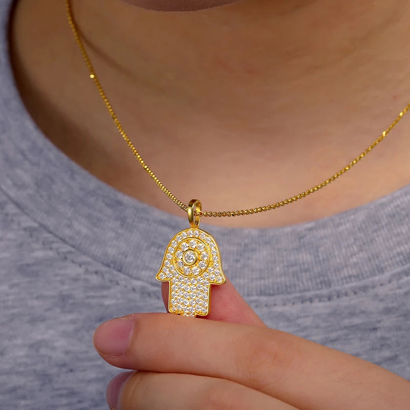 Spiritual Hamsa III | Genuine VVS Moissanite Diamond Hamsa Hand Solid Sterling Silver Hip Hop Chain