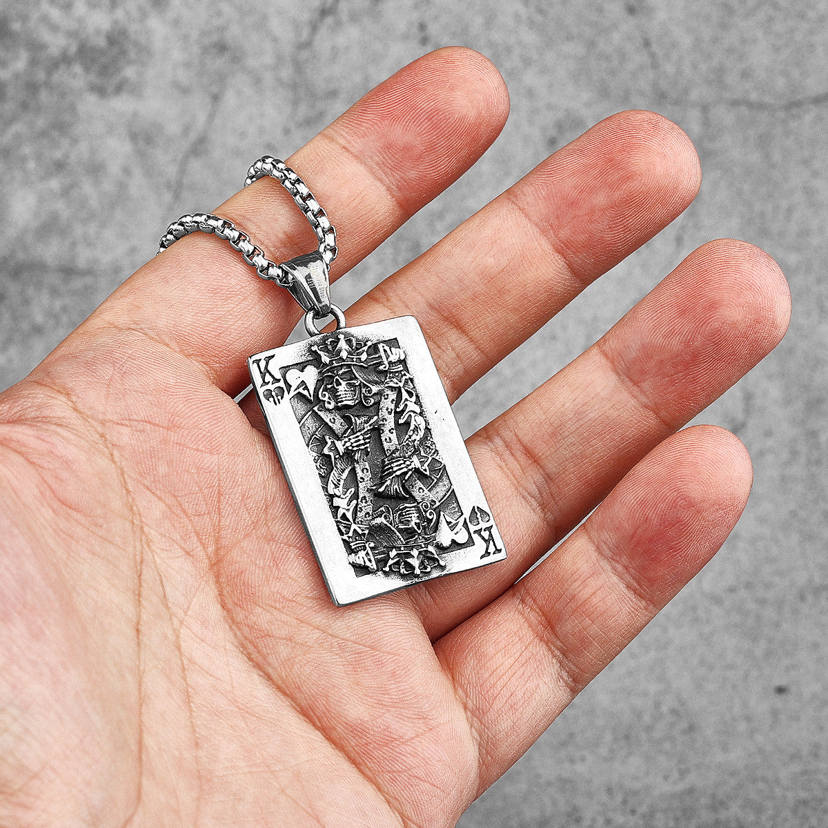King Of Spades | Stainless Steel Skull Spade King Poker Card Street Style Pendant