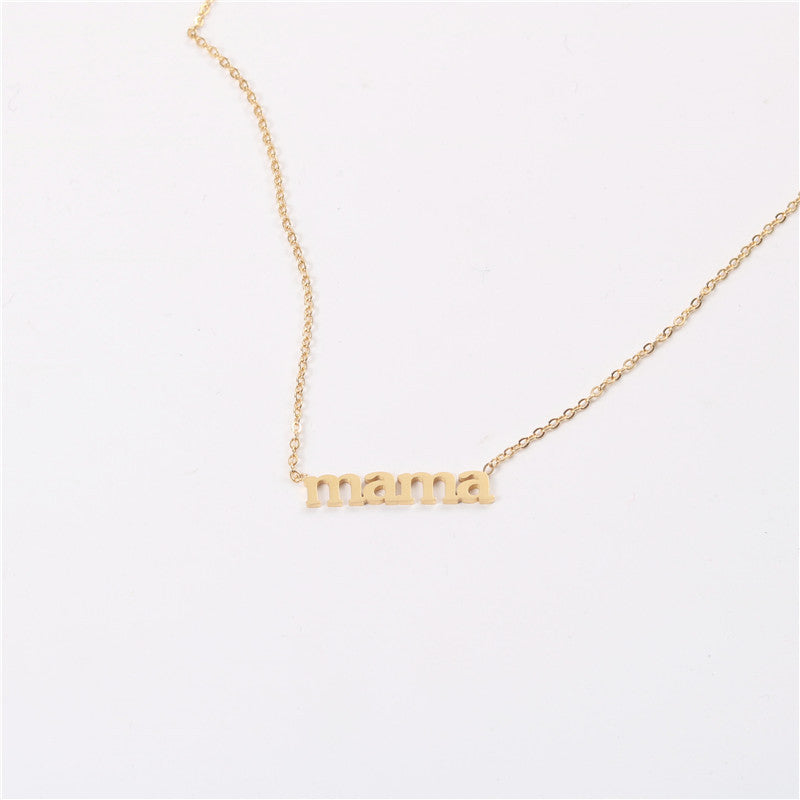 MAMA | 18k Gold No Fade Stainless Steel Mama Mom Tarnish Free Initial Letter Necklace