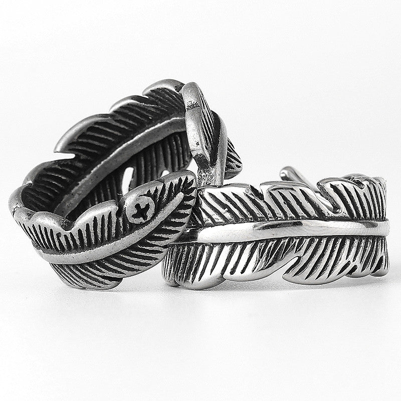 Vintage Eagle Feathers | 316L Stainless Steel Bird Feather Unique Street Style Rings