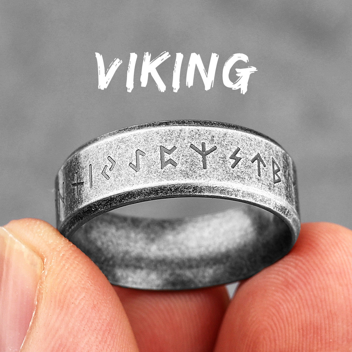 Mens 316L Rugged Look Personality Strong Viking Stainless Steel Street Wear Rings