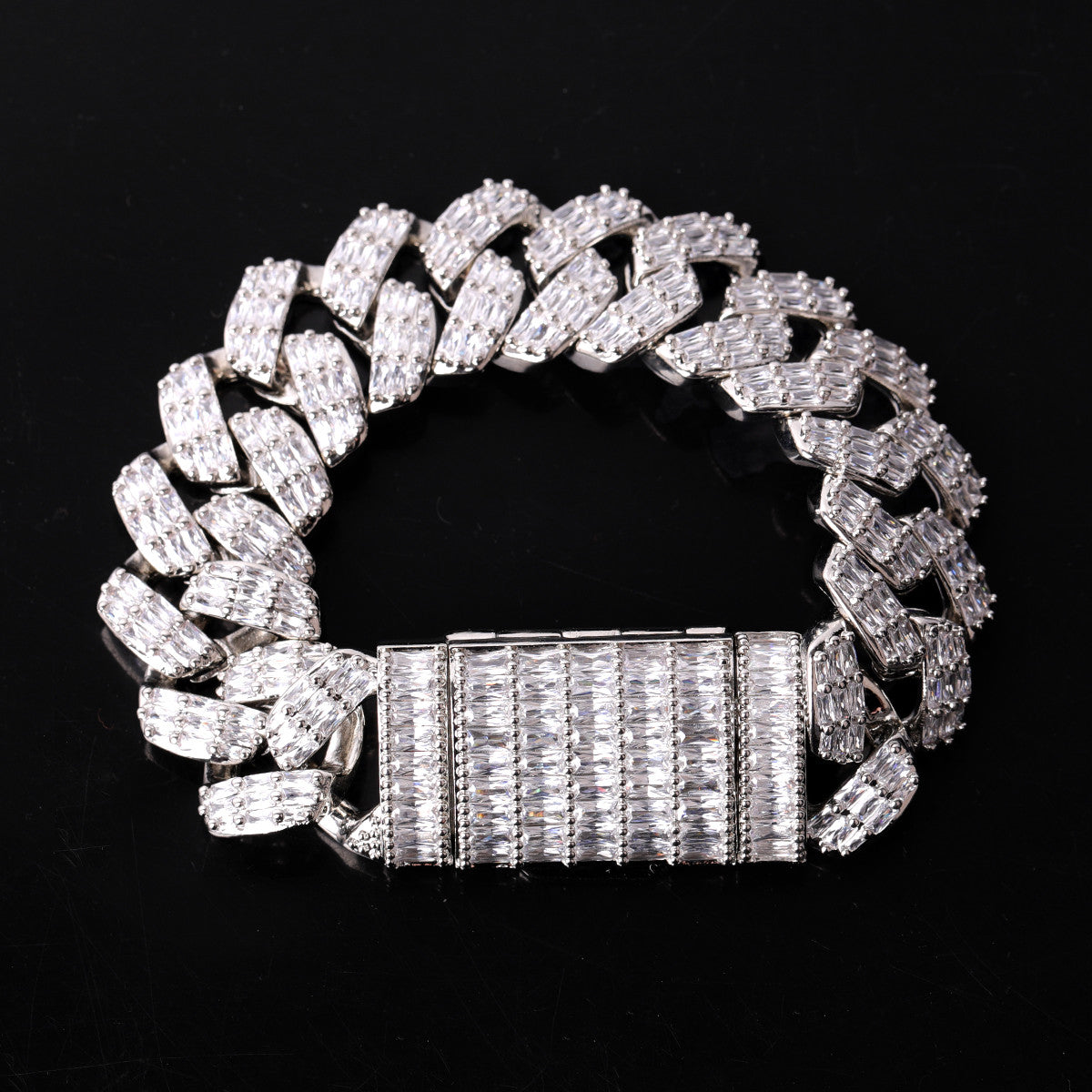 Iced Water | 20mm Baguette Blinged Out Miami Cuban Link Chain Bracelet
