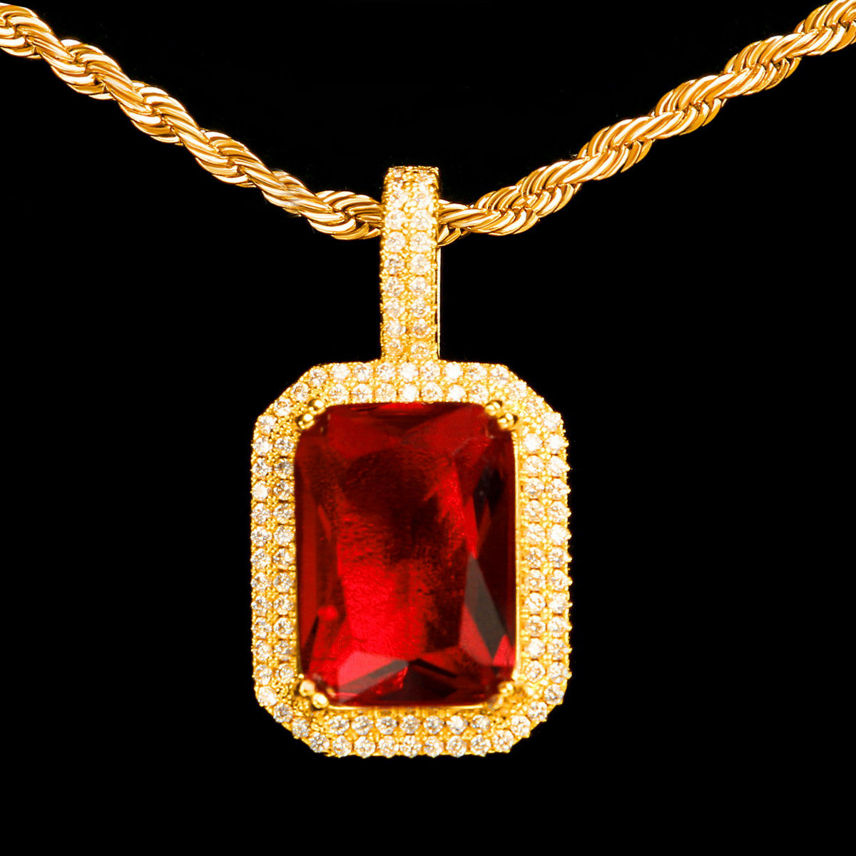 Fusion Gemstone | 24k Yellow 14k White Gold 4 Prong Set Hip Hop Pendant