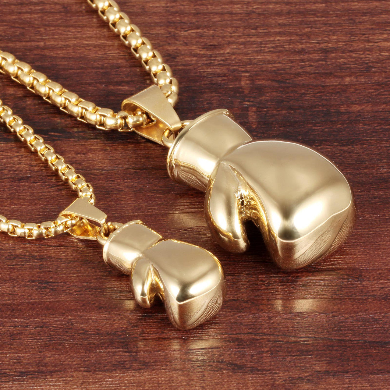 Couples Lovers No Fade Stainless Steel Boxing Gloves Hip Hop Workout Fit Pendants