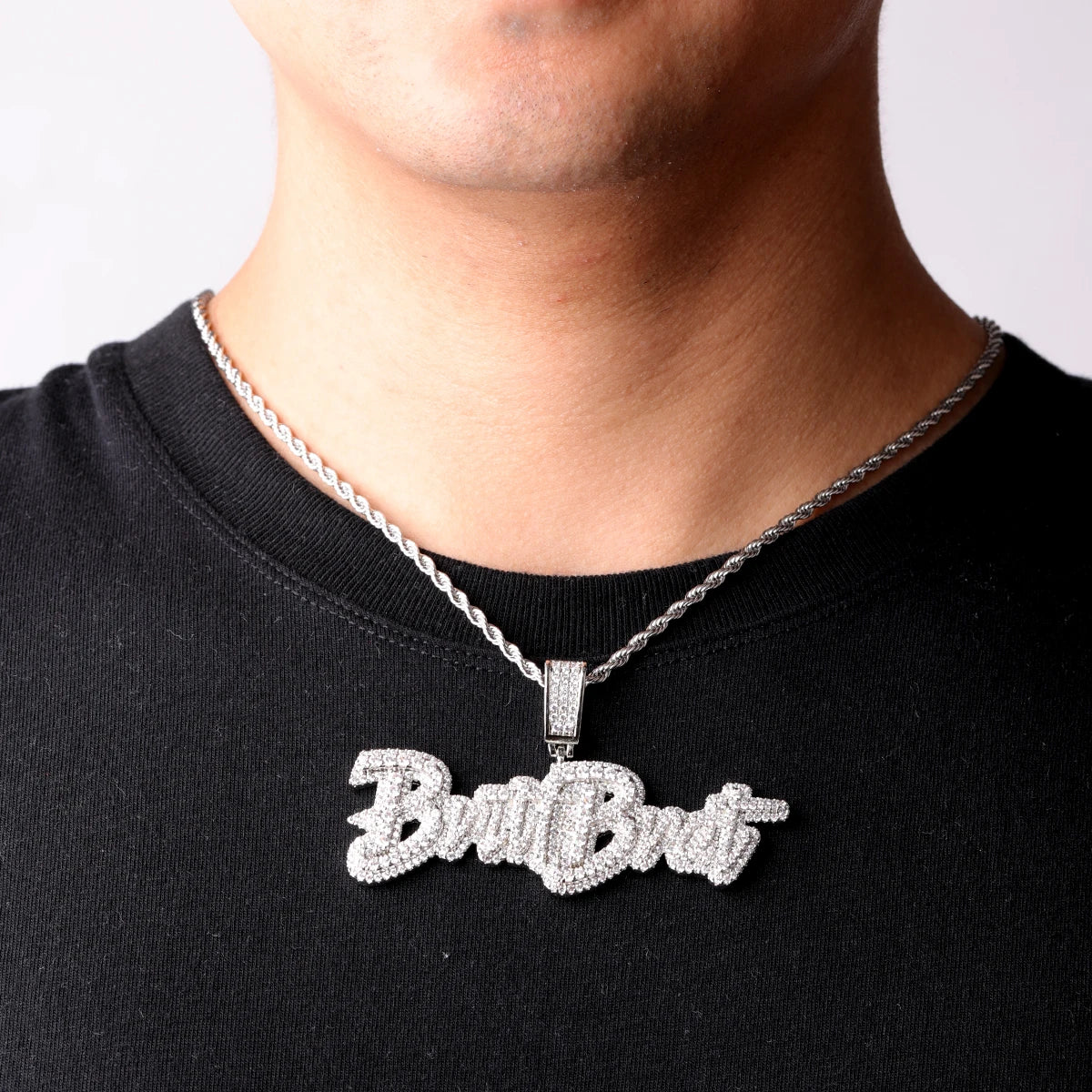 Cluster Drip | Iced Two Layer VVS Diamond CZ Blinged Out Nameplate Pendant