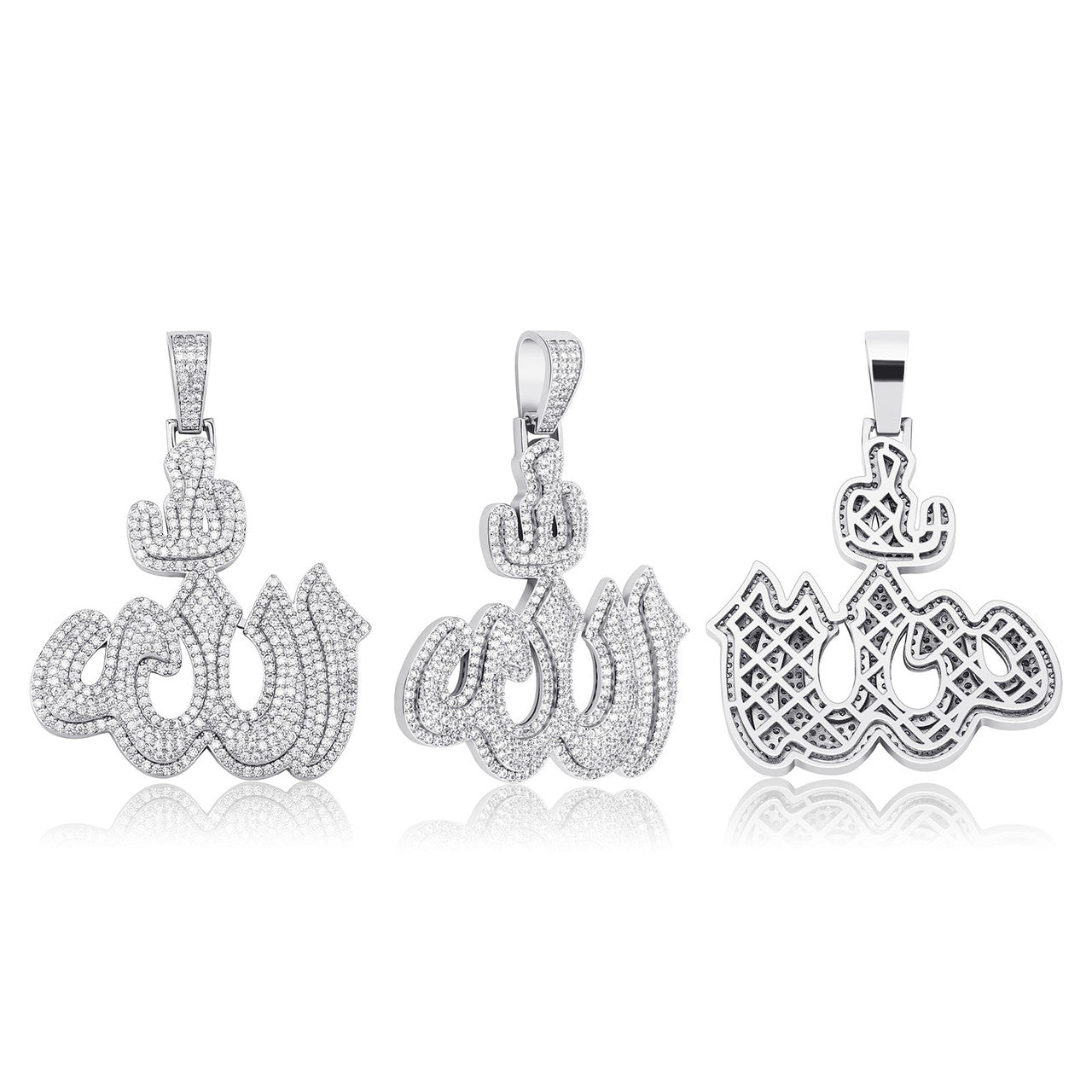 Total Iced New Allāh Bling AAA True Micro Pave Spiritual Pendant Chain Necklace