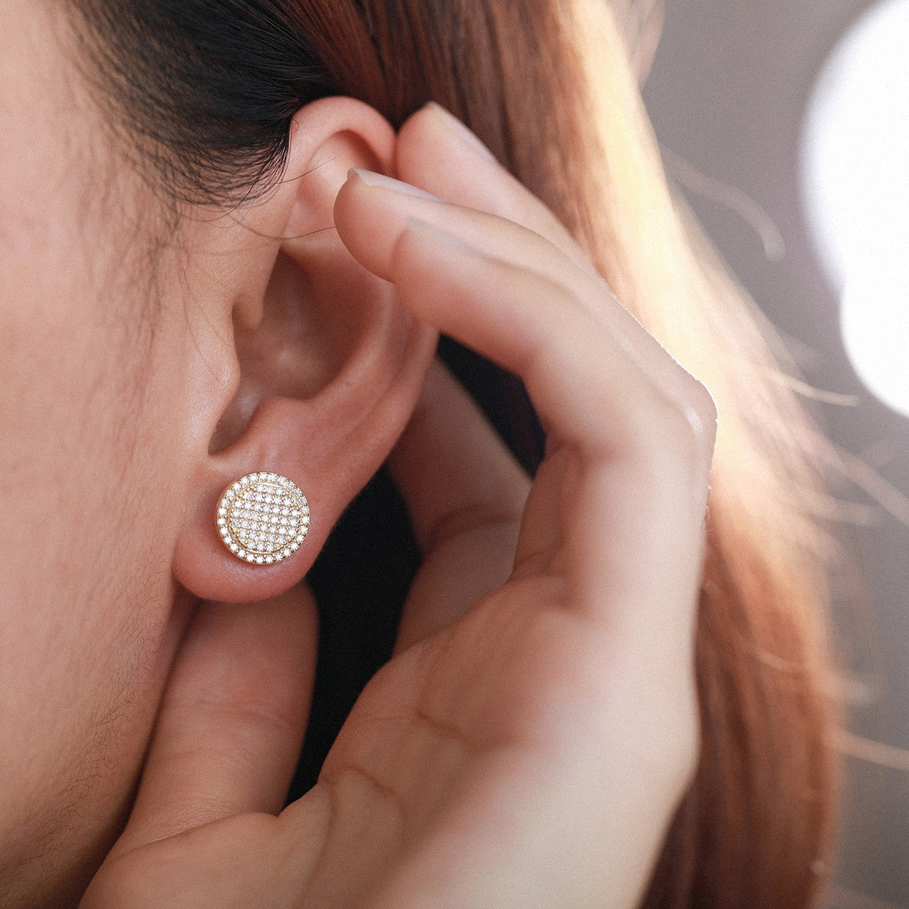 Diamond Disk Screw Back 18k Gold 925 Silver D Color VVS Hip Hop Iced Earrings