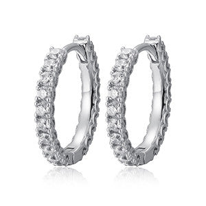 Hoop Classic | 925 Sterling Silver Prong Set Round Stud VVS Diamond CZ Hoop Earrings
