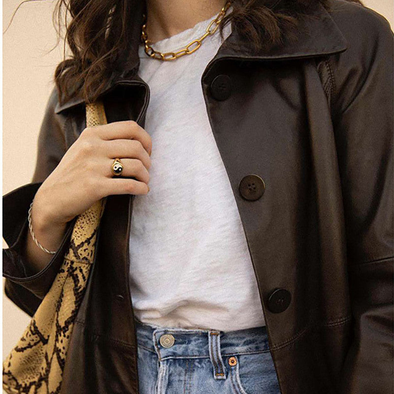 18k Gold Stainless Steel Timeless Classic Ying Yang Balance Waterproof Rings