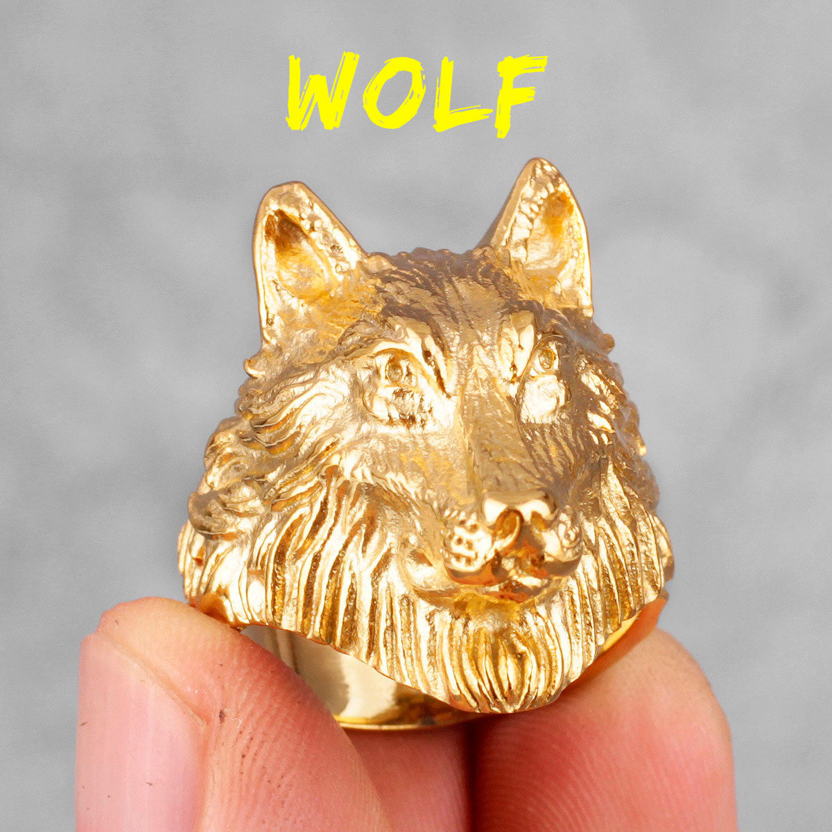 Mens Alpha Dog 14k Gold Silver No Fade Stainless Steel Wolf Street Wear Rings
