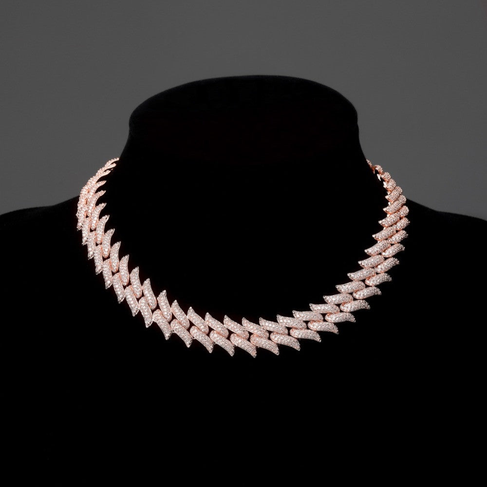 16mm Big Box Clasp 14k Rose Gold Silver Flooded Ice Miami Cuban Link AAA Micro Pave Stone Chain