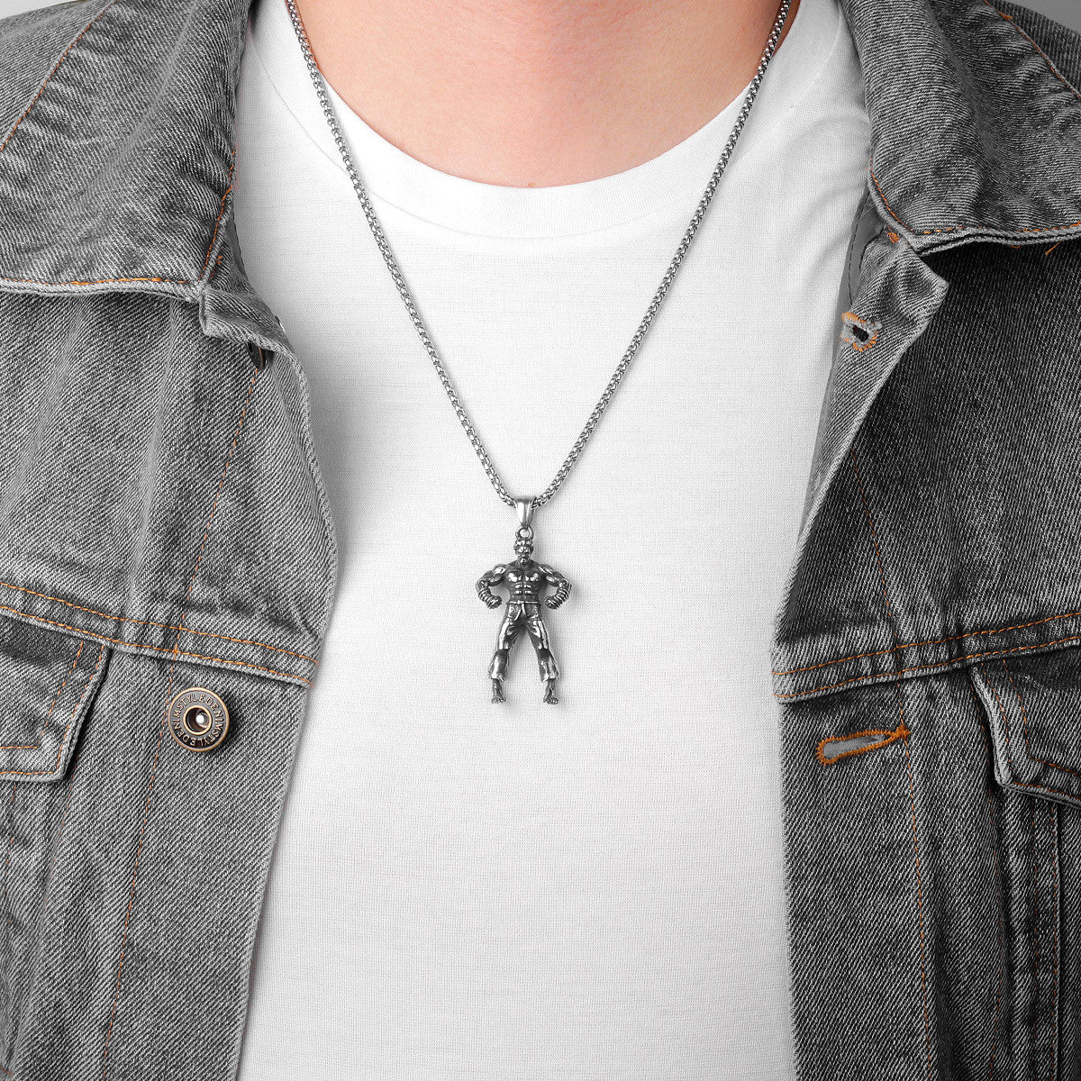 Mens Kung Fu 316L Taekwondo Master Street Wear Pendant Chain Necklace