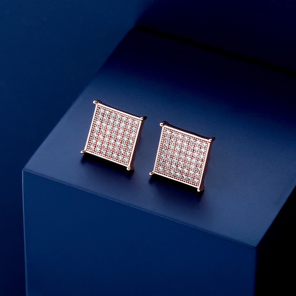 The Show | Flooded Ice 12mm Square Cut Micro Pave Set Classic Hip Hop Earrings