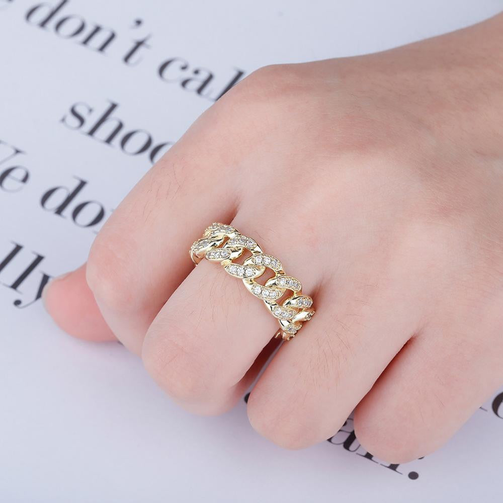 VVS Diamond CZ Cuban Link 14k Gold 925 Silver Chain Iced Blinged Out Rings