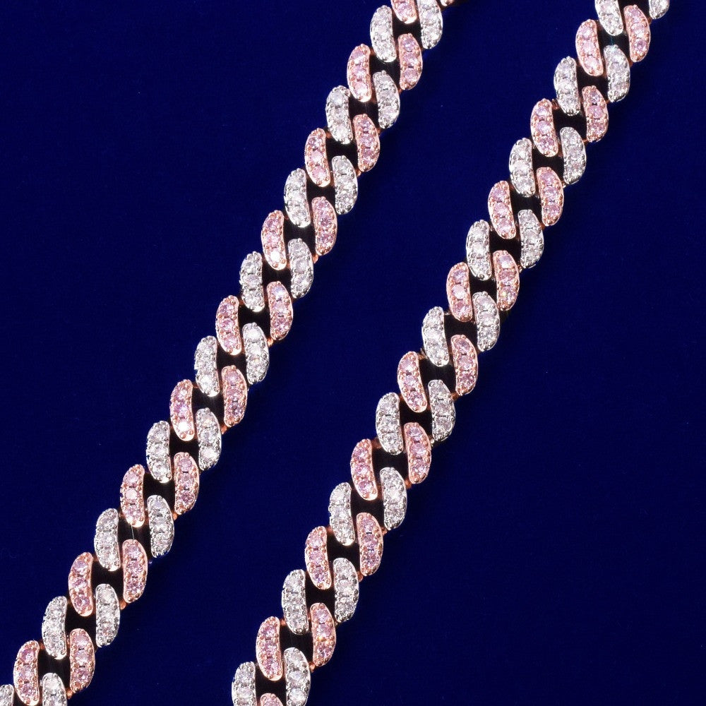 Rose Gold .925 Silver Miami Cut Cuban Link 10mm Hip Hop Micro Pave Stone Bracelet
