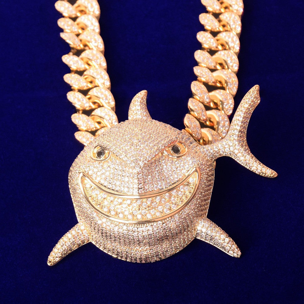 Shark Bait | Crushed Ice VVS Diamond CZ Shark Head Hip Hop Pendant Chain