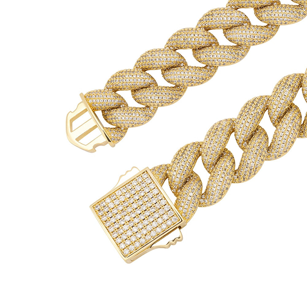 New Luxury Spring Clasp 18mm Mens Miami Cuban Link Hip Hop Chain Bracelet