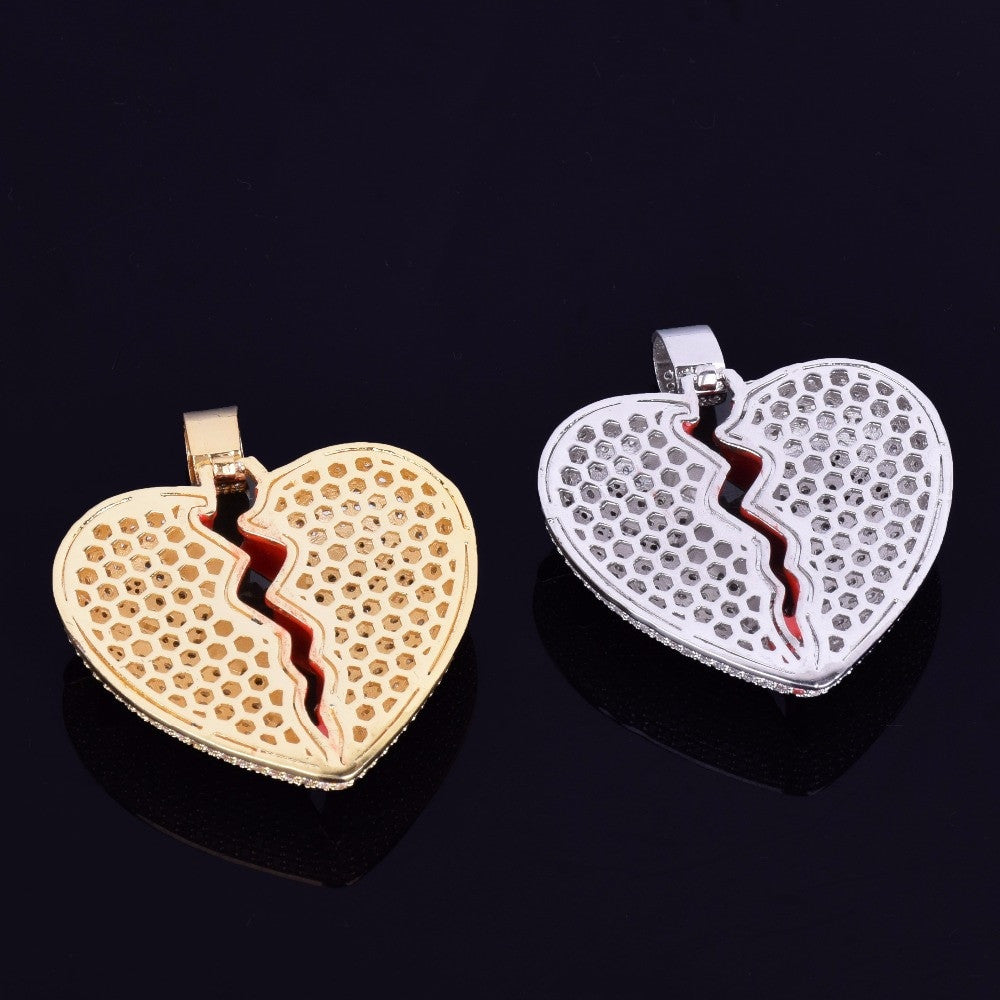 The Healing Heart | Iced Blinged Out Red Oil Hip Hop VVS Diamond CZ Pendant Chain