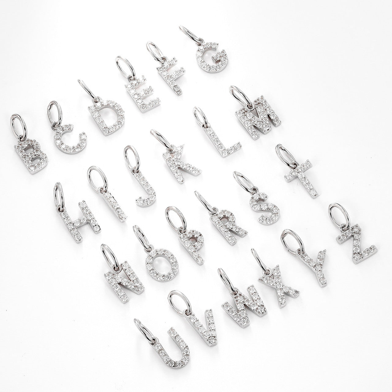 Solid 925 Sterling Silver Micro Pendant Genuine VVS Diamond Letter Initial Necklace