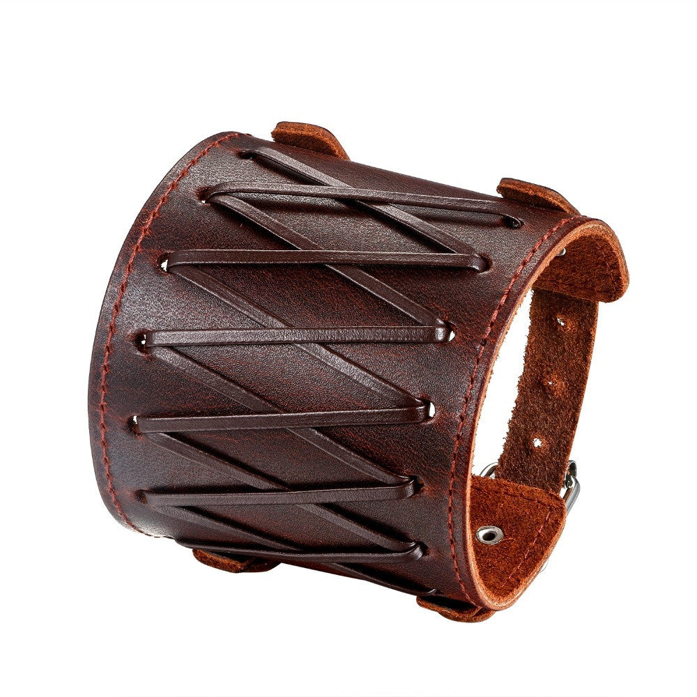 Mens Wide Cuff Pharaoh Fashion Spike Rivet Adjustable Leather Wristband Bracelets