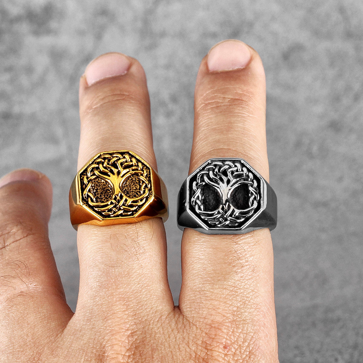 Circle Tree of Life | 14k Gold Over Solid Stainless Steel Unique Spiritual Rings