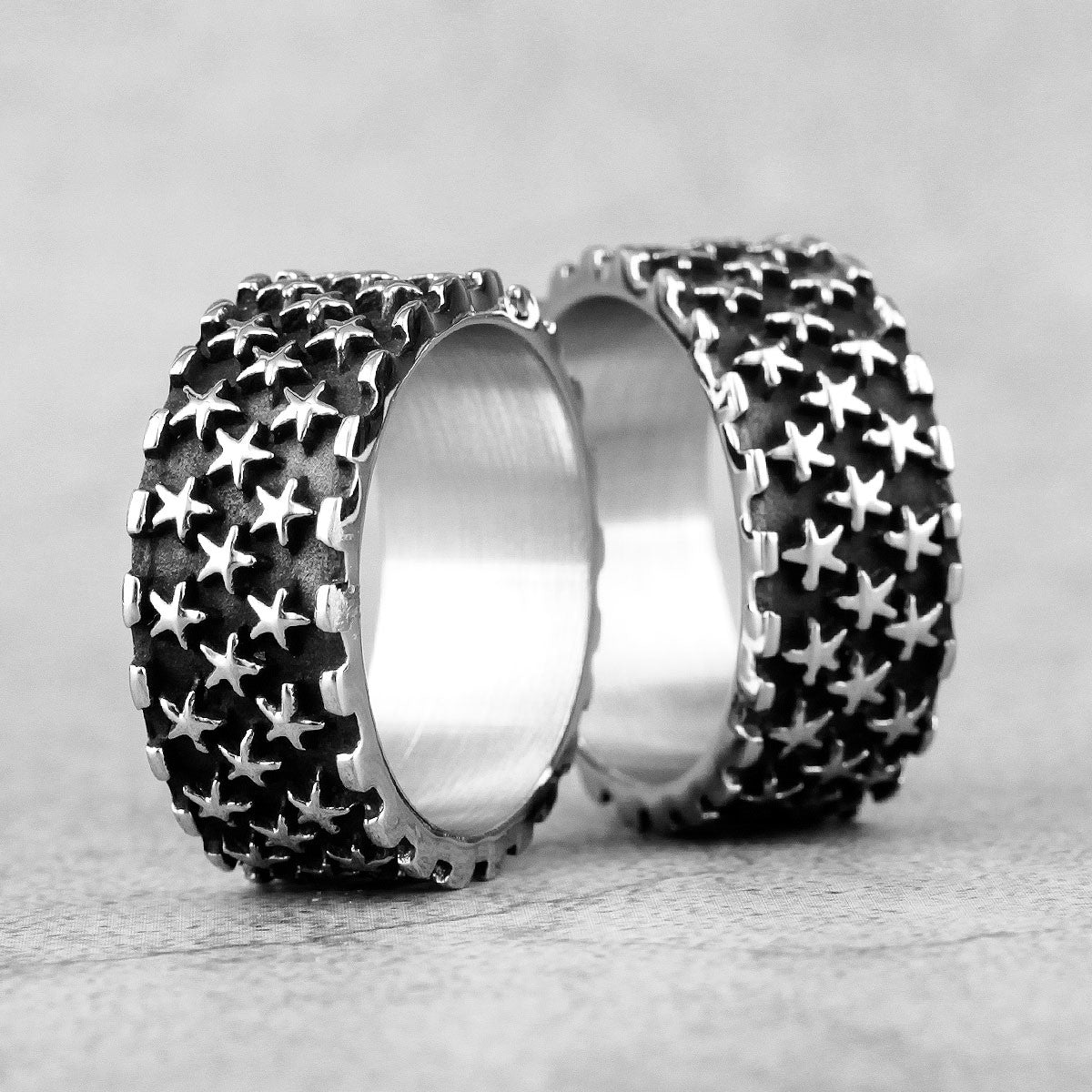 Stars Shine Bright Starry Night 316L Stainless Steel Street Wear Rings