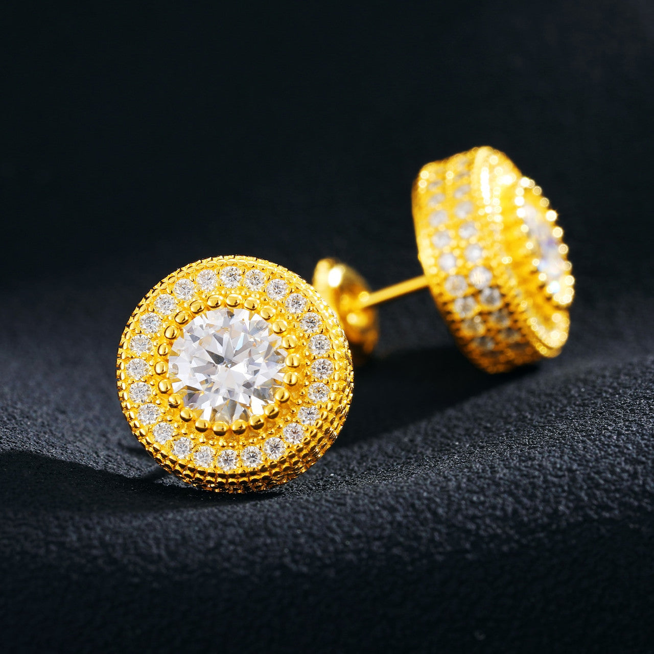 VVS Genuine Lab Diamond Solid 925 Silver Hip Hop Centerstone Bling Earrings