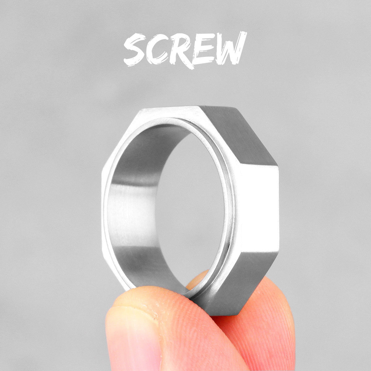 Mens Metal | 14k Gold Black over Solid Stainless Steel Strong Vintage Engine Screw Ring
