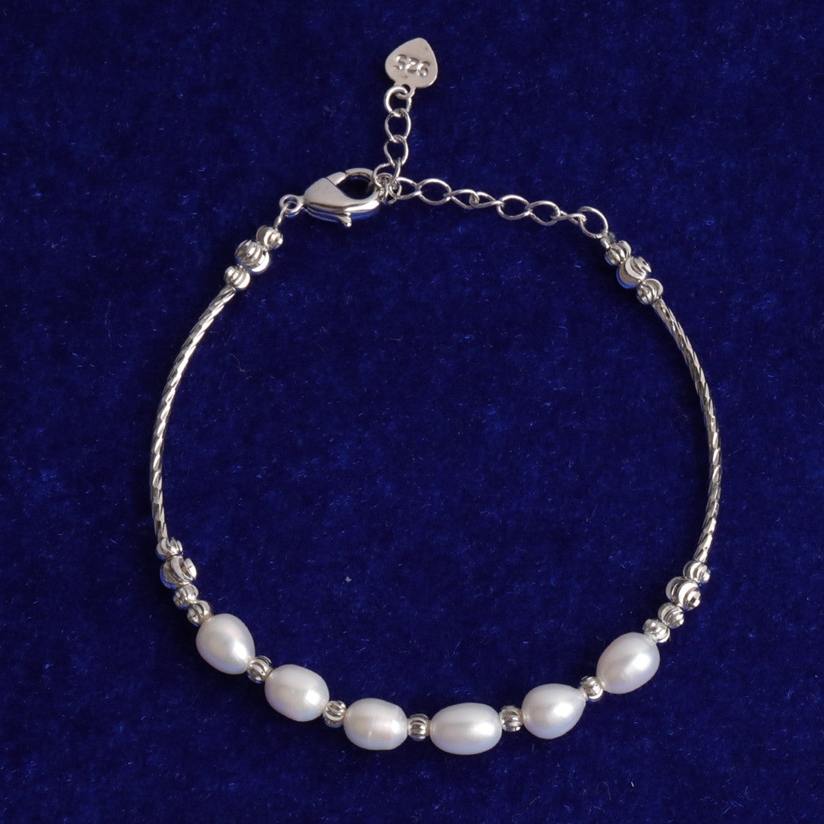 Ladies Street Wear High Fashion .925 Sterling Silver Rose Gold Designer Cut Pearl Bracelets