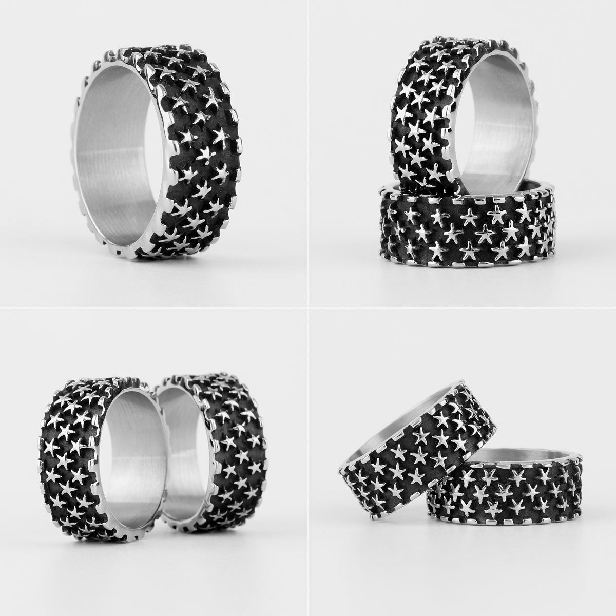 Stars Shine Bright Starry Night 316L Stainless Steel Street Wear Rings