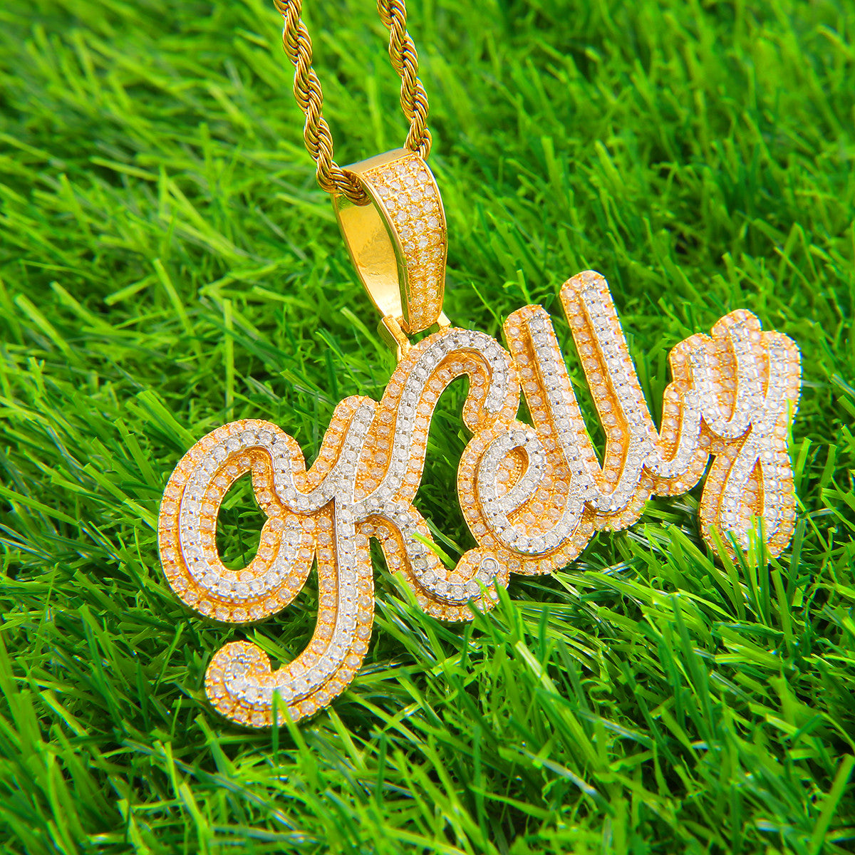 Embedded Ice | 24k Gold .925 Sterling Silver Raised Bling Custom Hip Hop Necklace