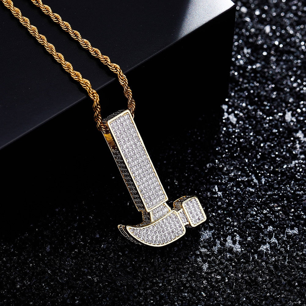 Flooded Ice True AAA+ Micro Pave 14k Gold Bling Hammer Hip Hop Pendant