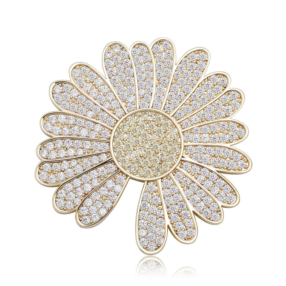 BlingJewelz Plucked Daisy 14k Rose Gold 925 Silver Bling Bling Fashion Iced Necklace