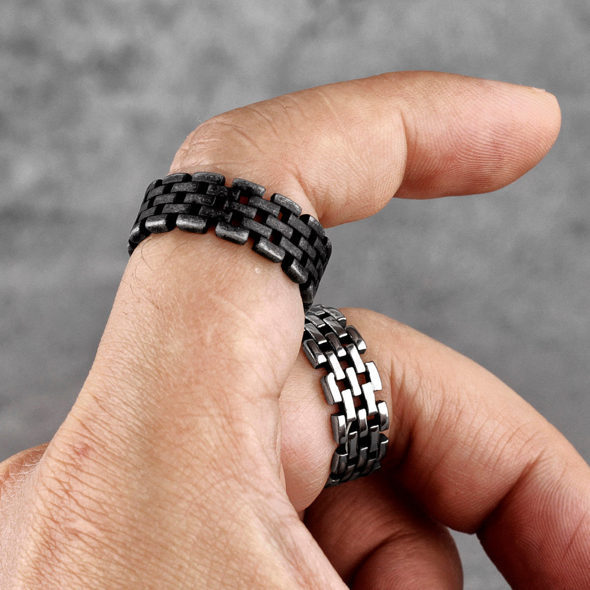 On Guard | 316L Vintage Look Black Hollow Solid Stainless Steel Hip Hop Rings