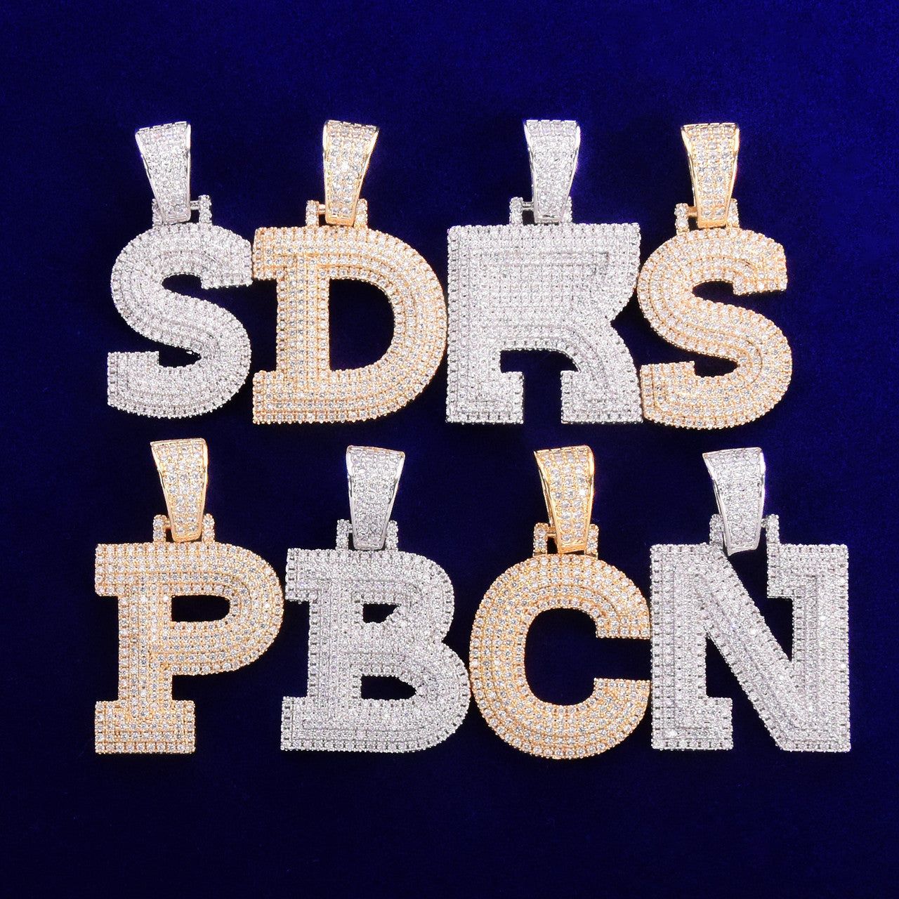 Graffiti Ice 18k Gold .925 Silver Bubble Letter Hip Hop Three-layer Flooded Stone Tennis Chain Pendant