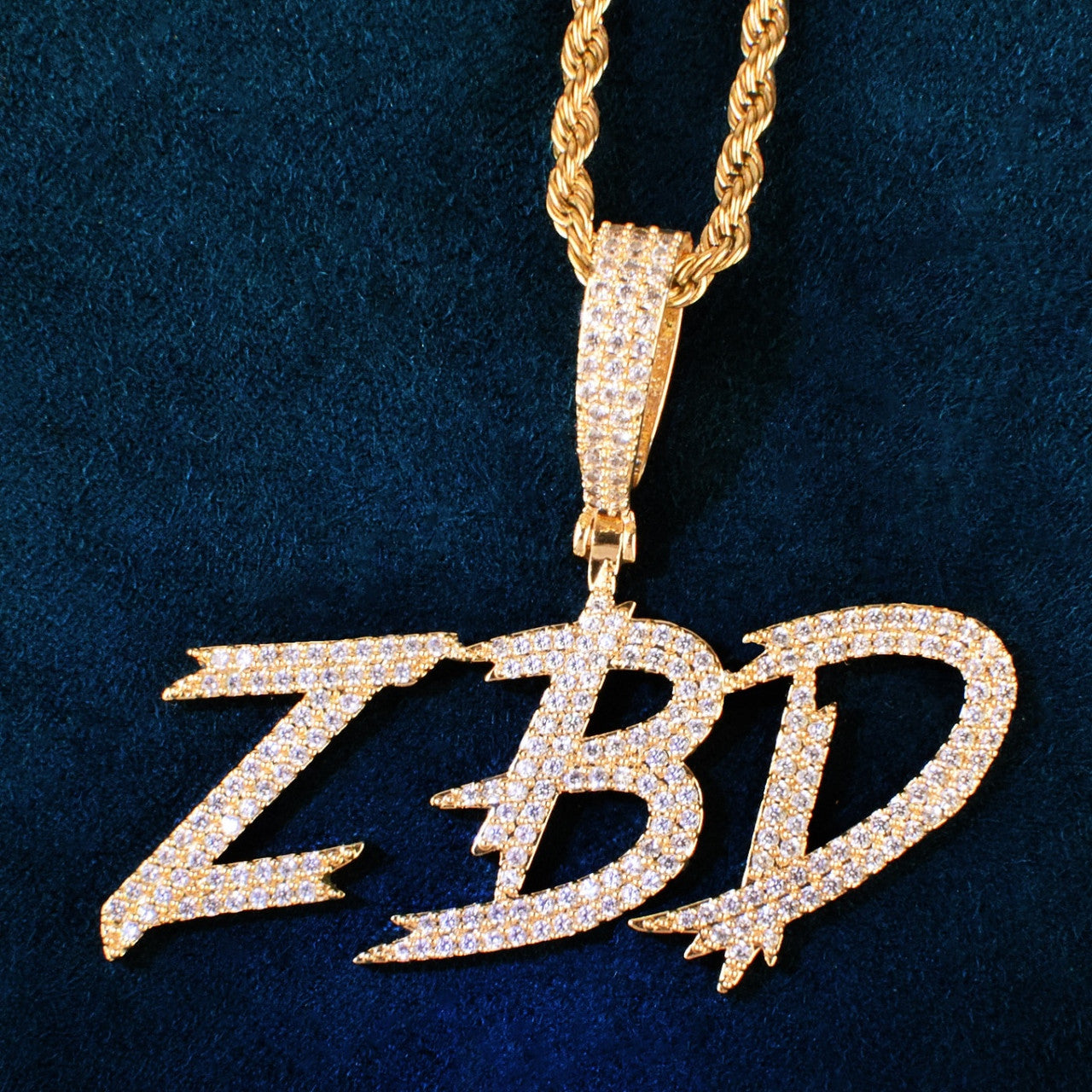 Frozen Ice 24k 925 Script Letters Initial Custom Made Hip Hop Chain Necklace