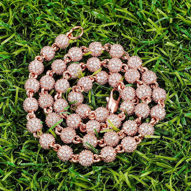 Flooded Ice 6MM Bling Round AAA+ Stone Ball Chains Necklaces Bracelet Set