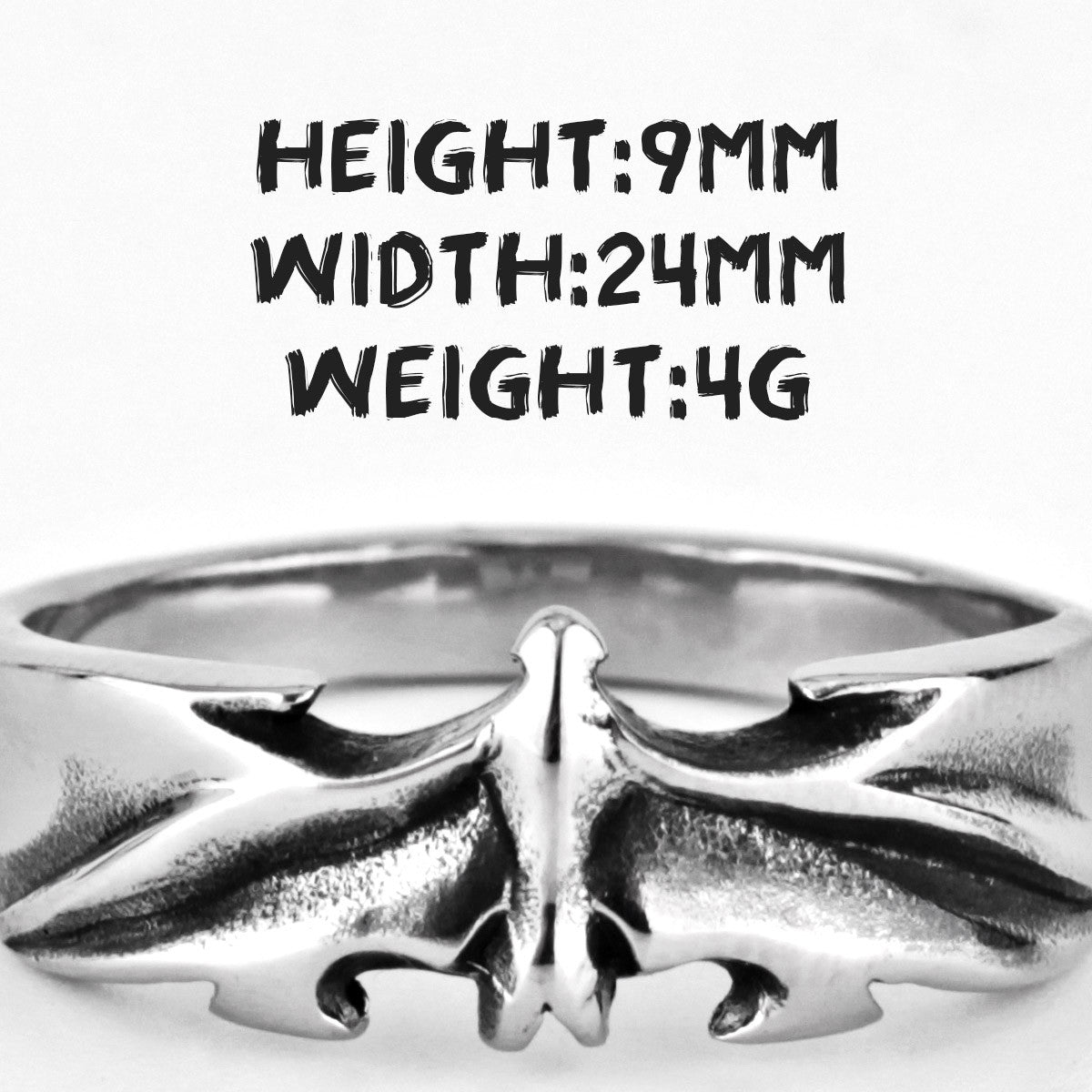 Mens Stainless Steel Jewelry No Fade Gothic Vampire Bat Street Wear Rings