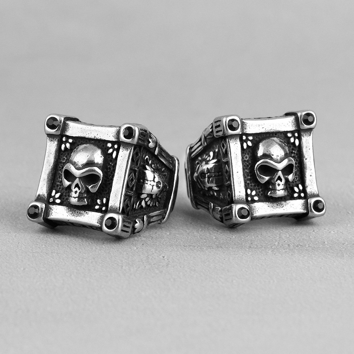 Dominant Life | Men&#39;s Skull Black Zircon No Fade Stainless Steel Unique Style Rings