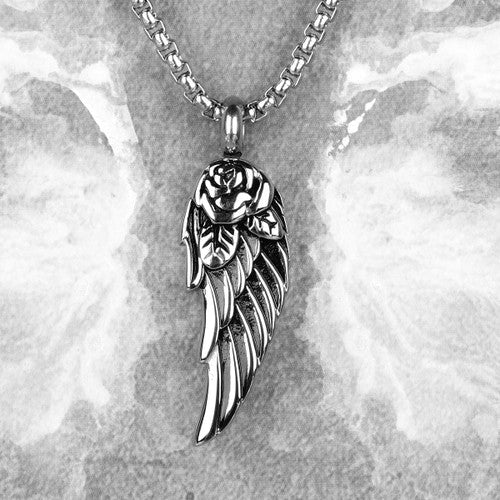 Stainless Steel 316L No Fade Angel Wing Street Wear Pendant Chain Necklace