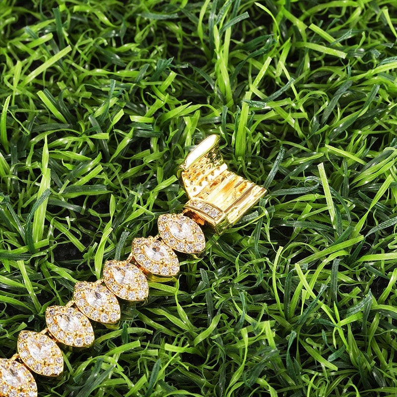 Flooded Ice Horse Eye 8mm AAA True Micro Pave Stone Bling Chain Necklace